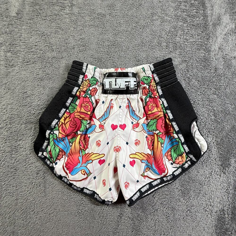 TUFF L Womens Kickboxing Shorts Floral Print MMA Muay Thai Combat Sports